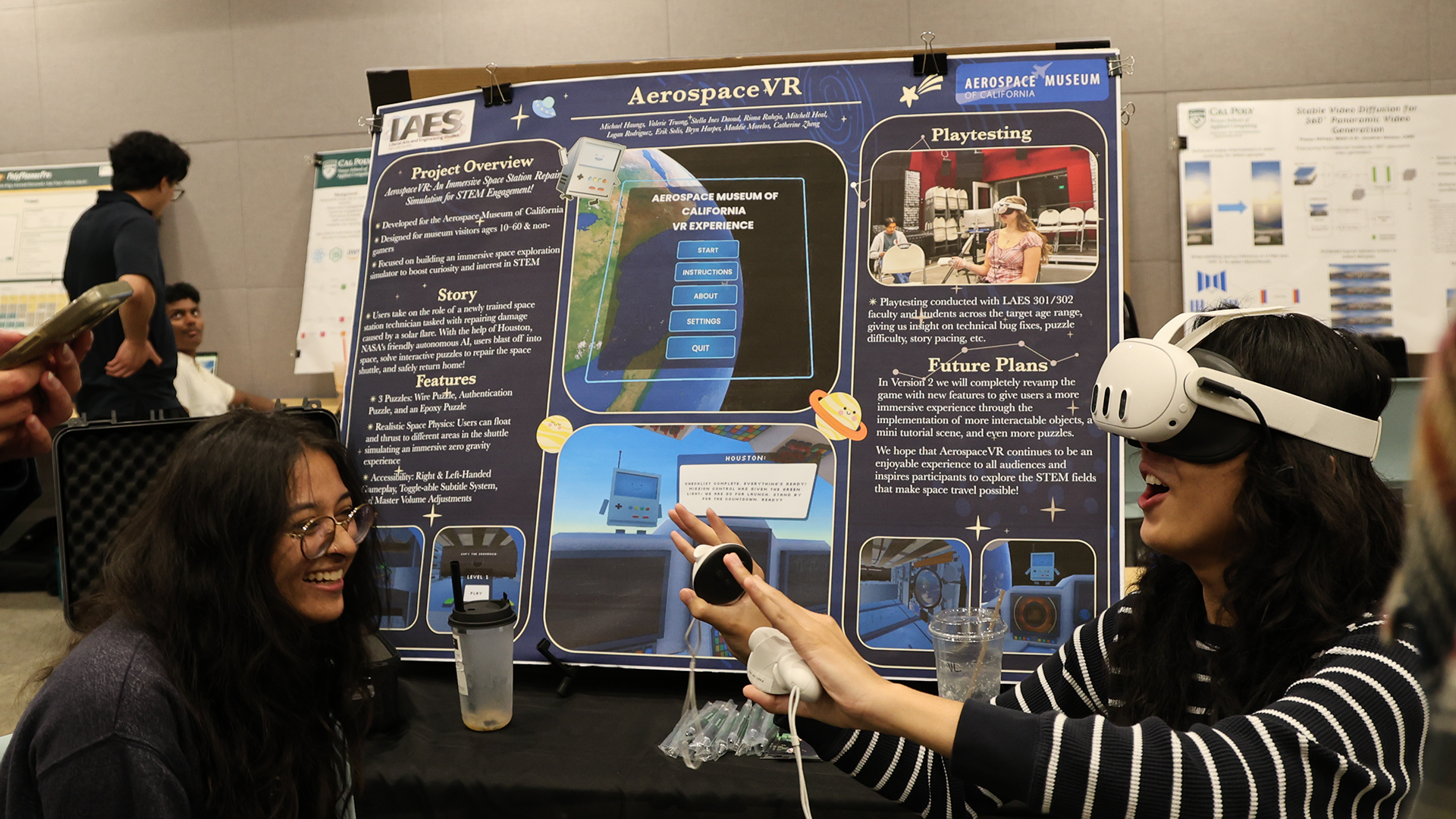 Participant tests out the program with headset at expo