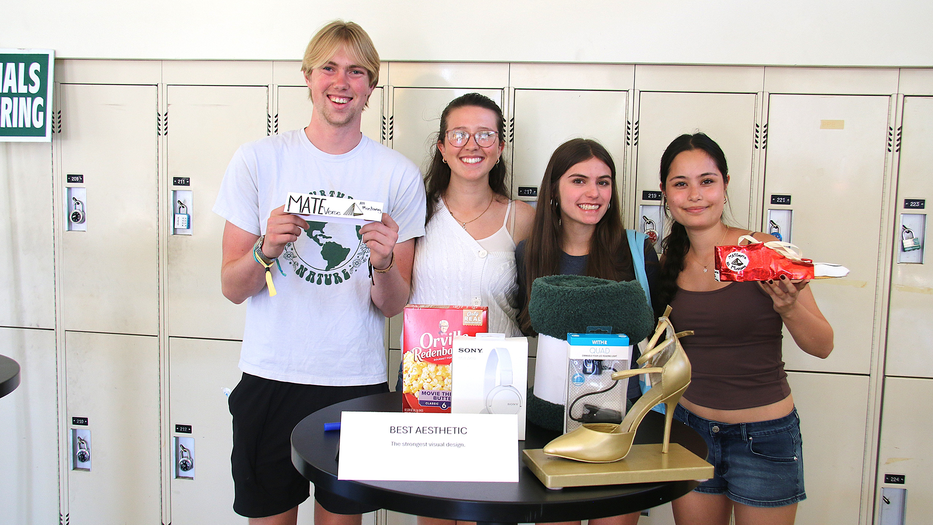 Students display winning shoe