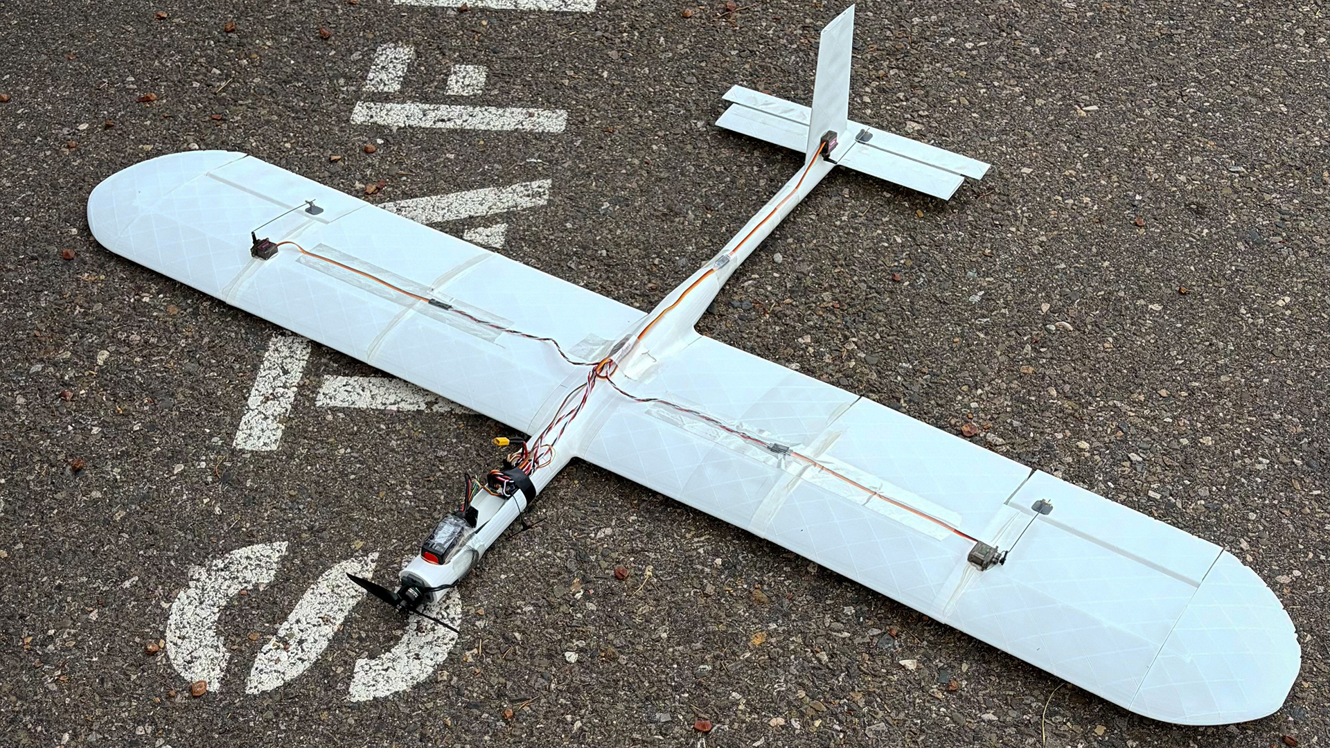 Plane displayed resting on the ground
