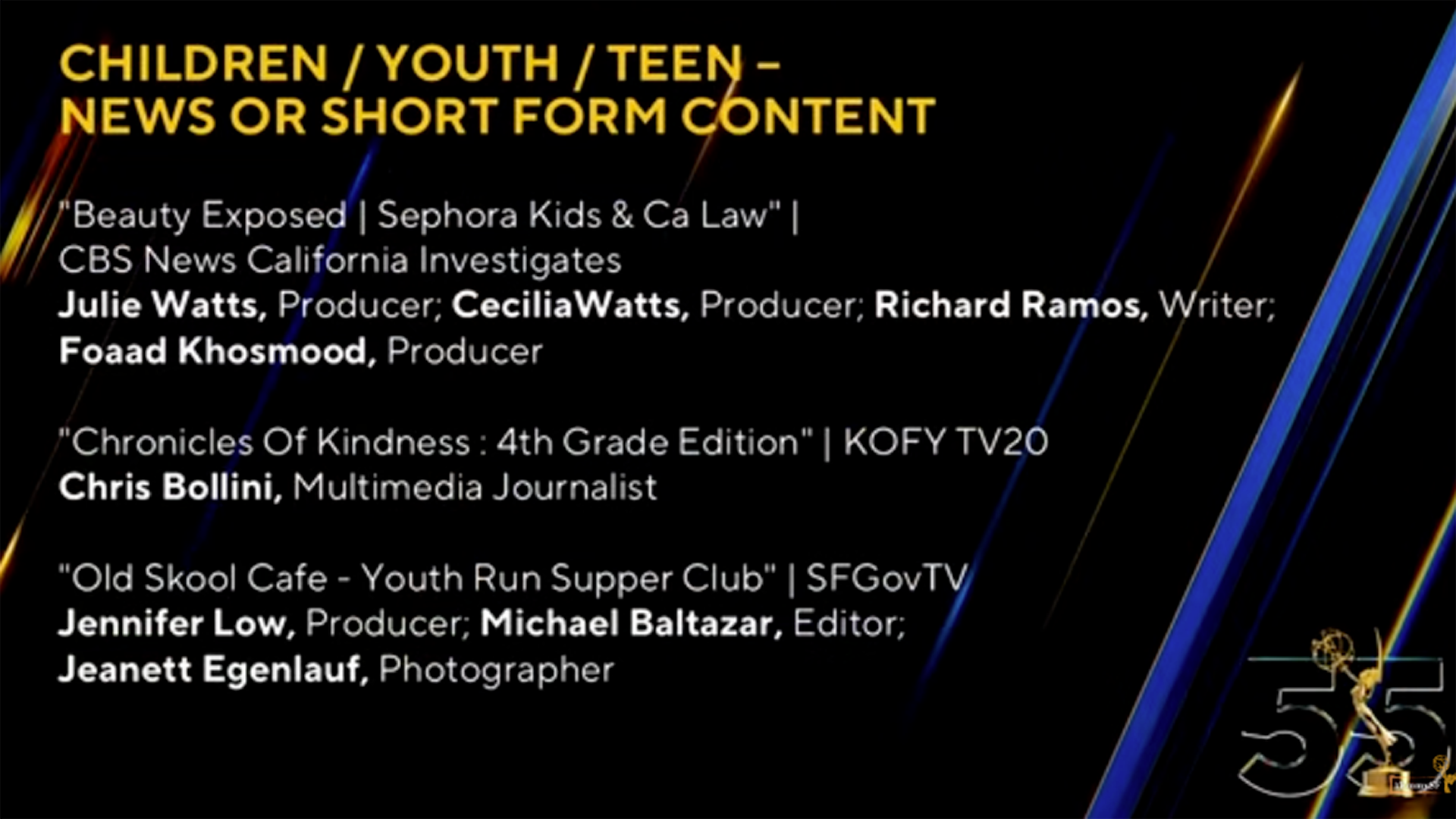 Screengrab of Emmy nomination 