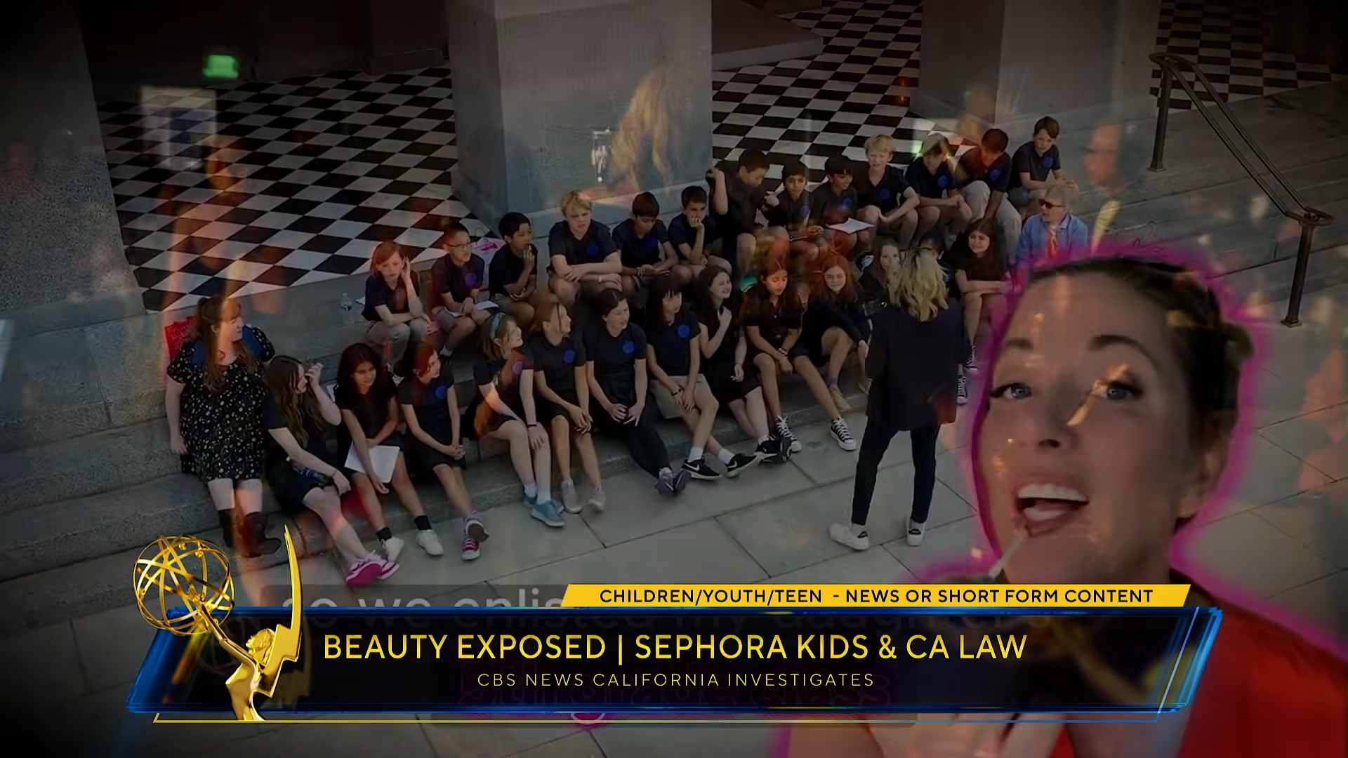 Screengrab of CBS reporter's investigation into beauty products marketed to children