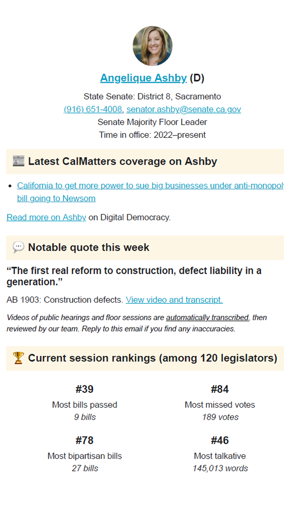 Screengrab of a page of the newsletter