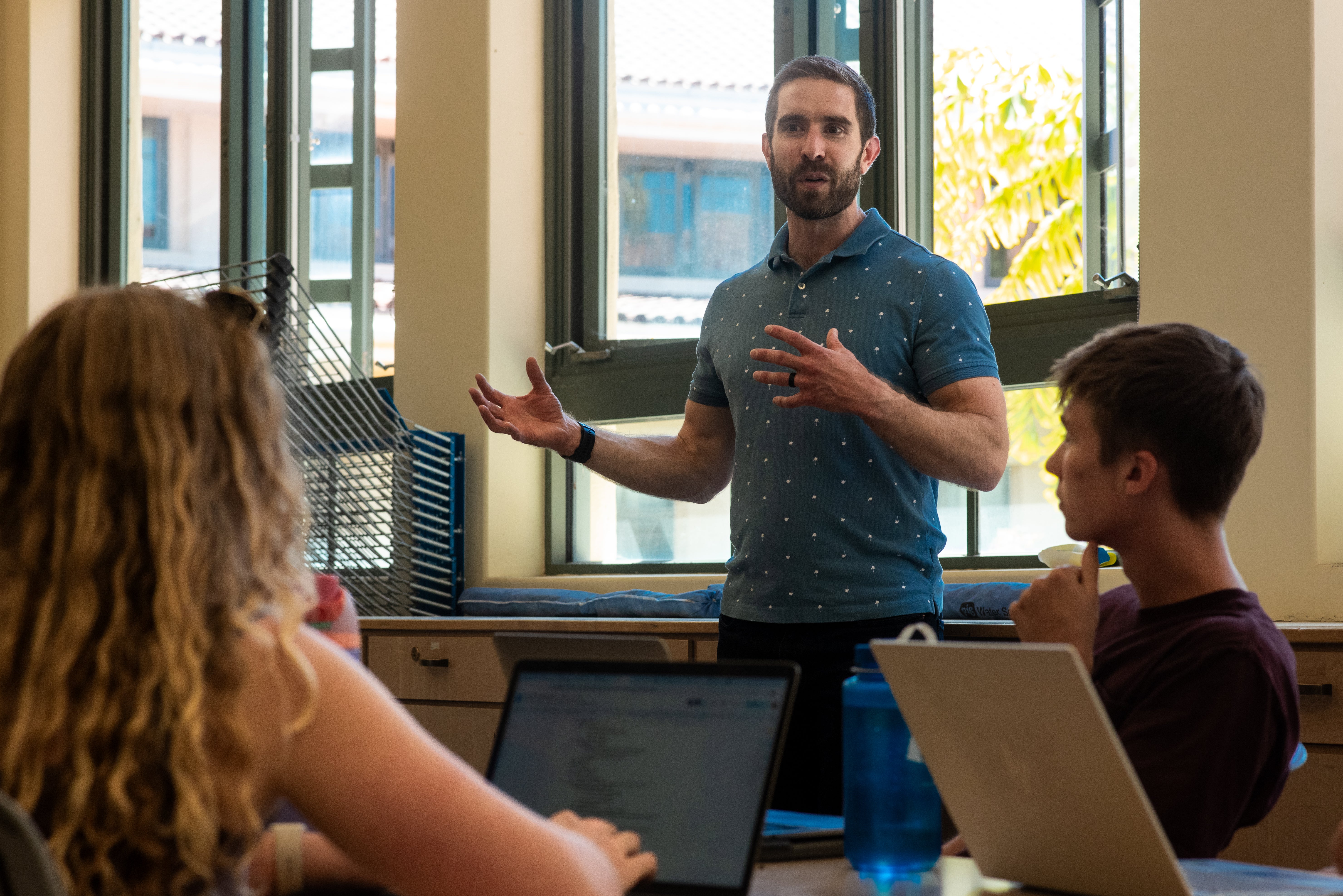 Professor uses hand motions as he teaches