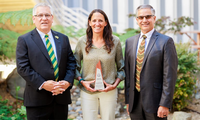 Portrait of award winner with leadership