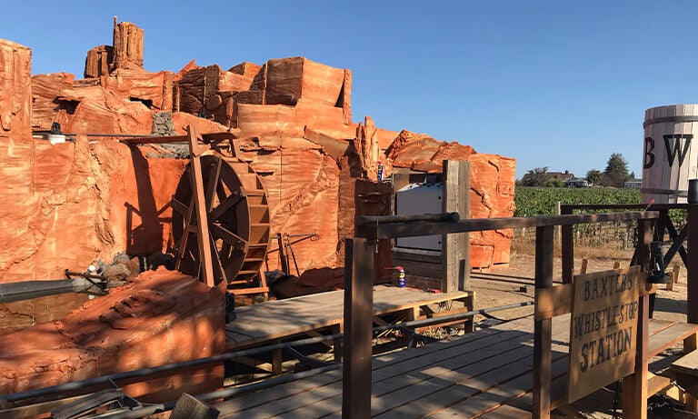 A view of "Little Thunder Mountain" backyard roller coaster