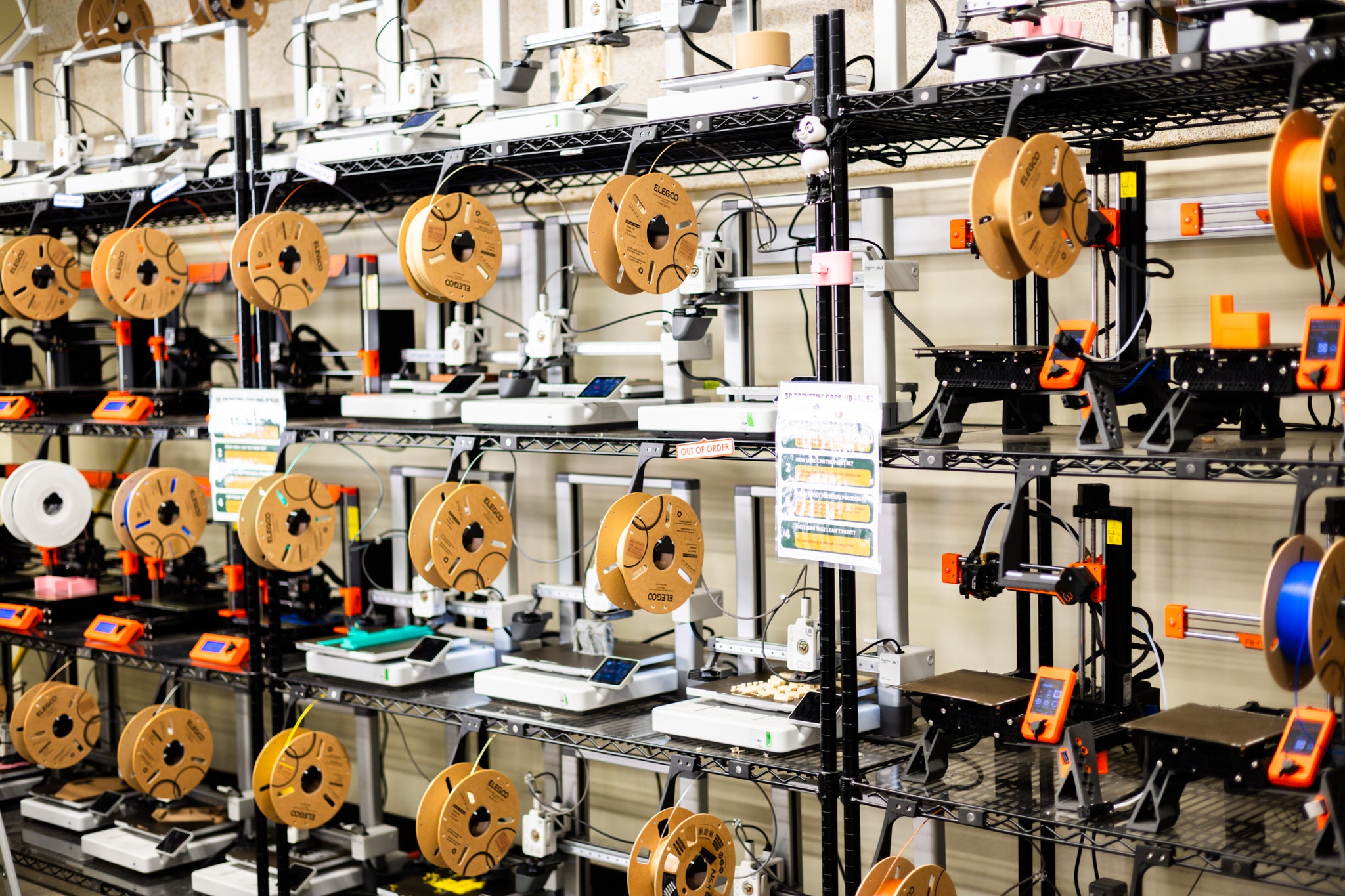 Wall of 3D printers