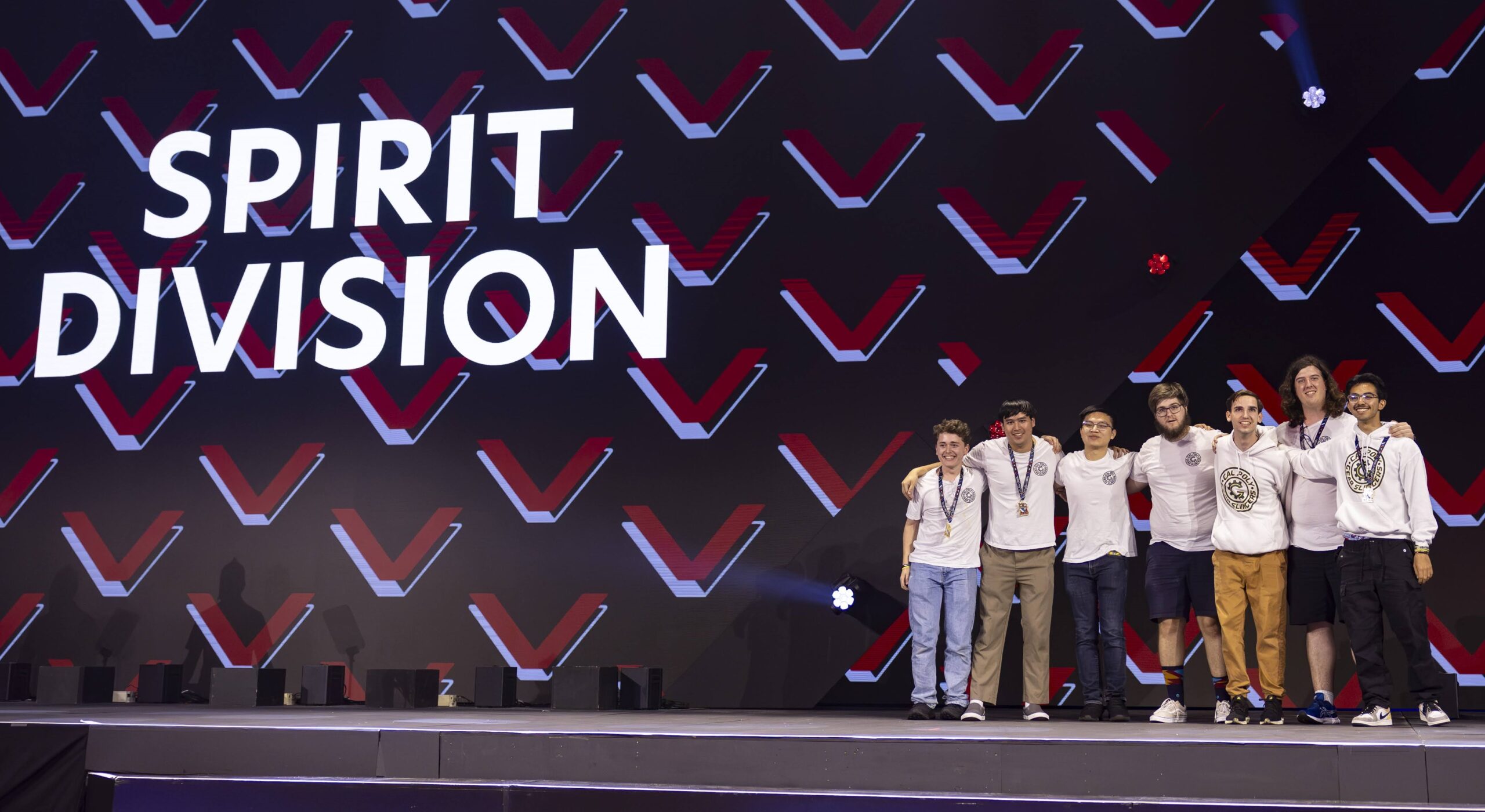 The Gear Slingers are introduced on stage as the Spirit Division champions