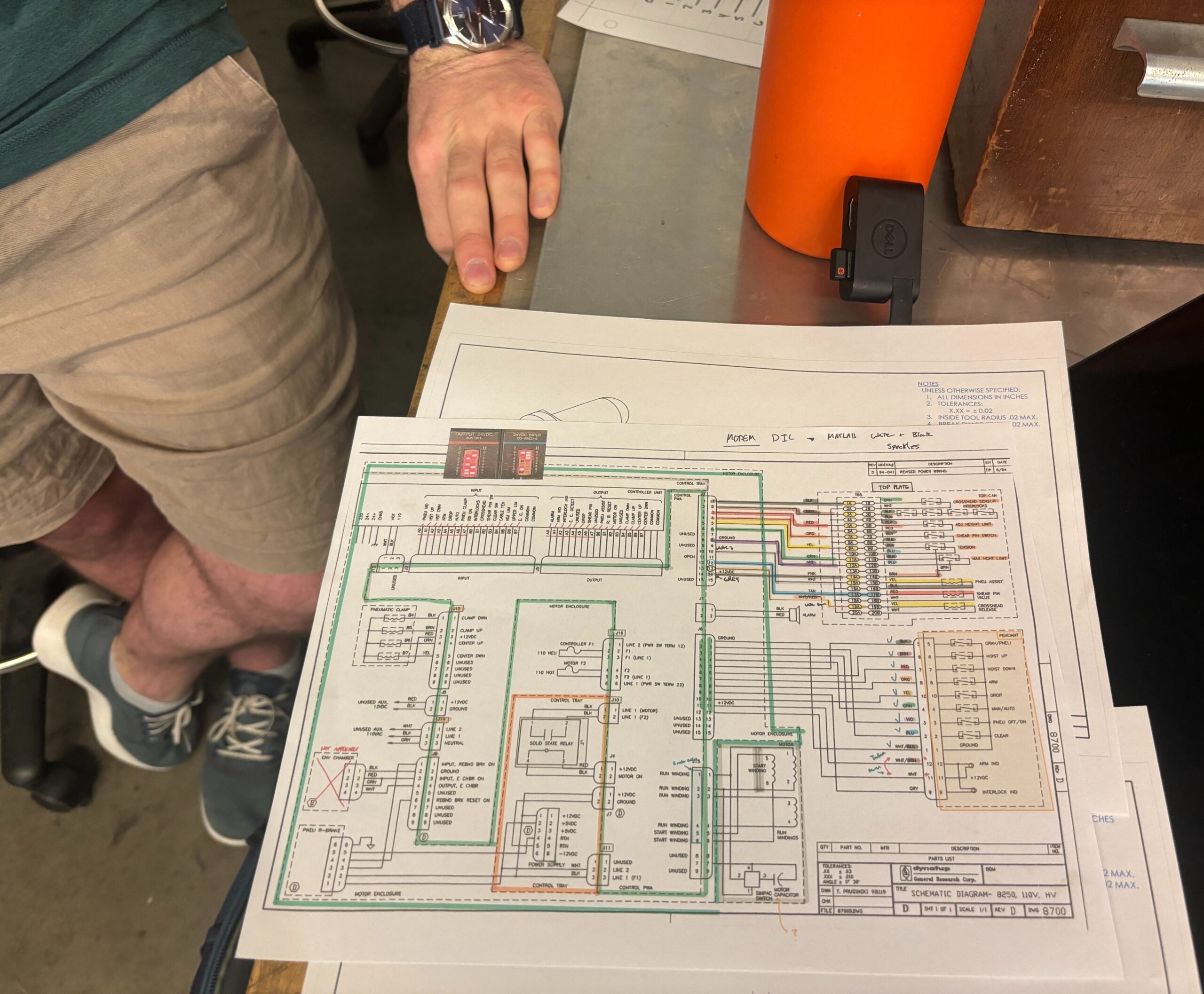 Detailed diagram of a machine in the Composites Lab displayed