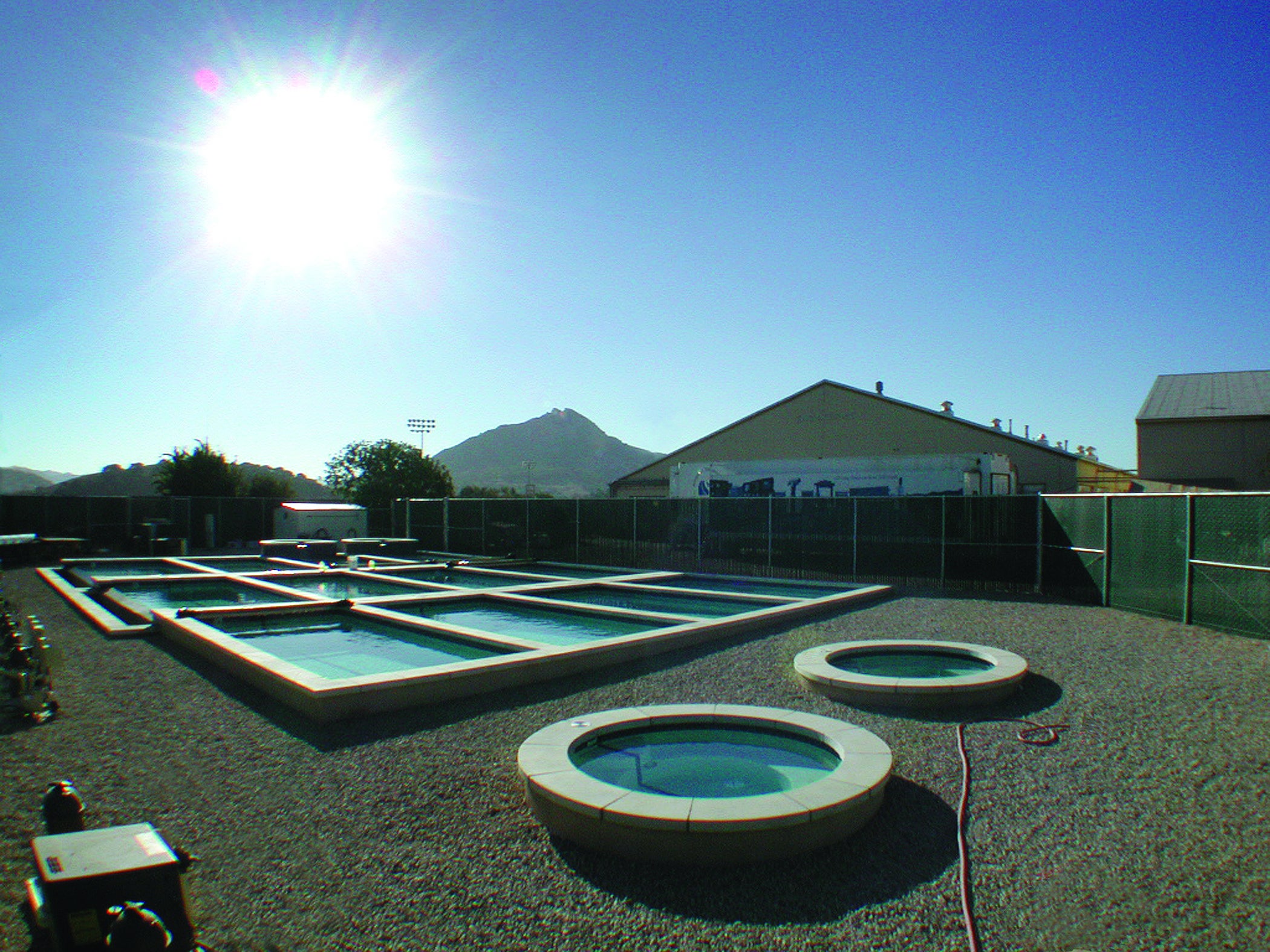 Test pools for concrete have been replaced with what will be an outdoor work area at the Hangar