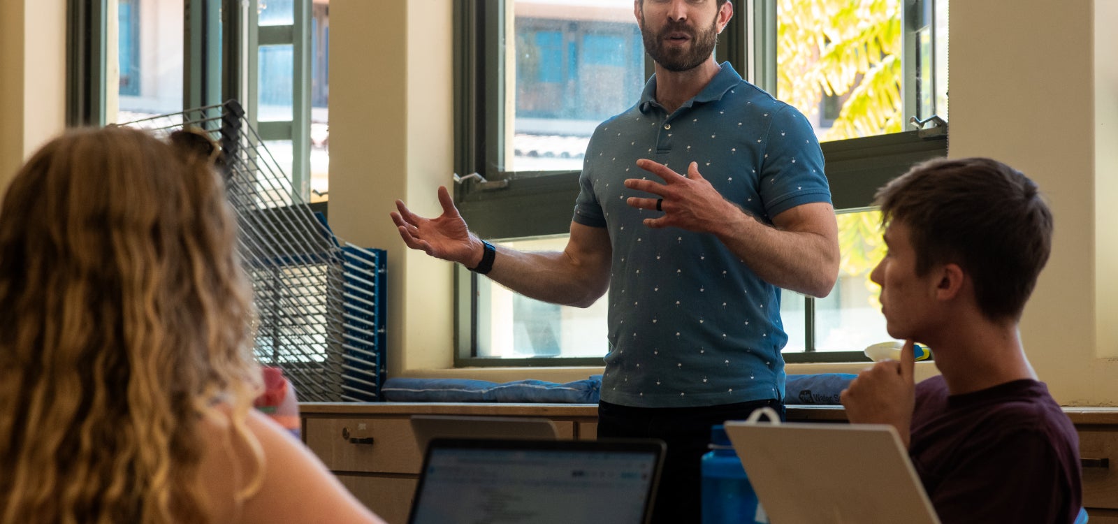 Professor uses hand motions as he teaches