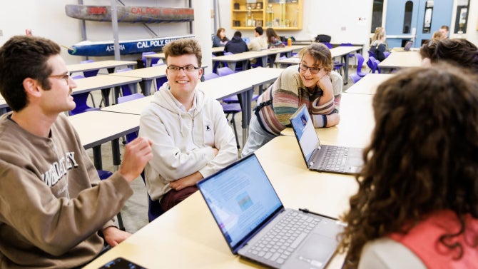 Civil & Environmental Engineering graduate students meet in small groups to practice their mini presentations about their thesis topic as part of associate professor Rebekah Oulton’s CE 592 Graduate Seminar II class.