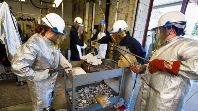 students working with casting