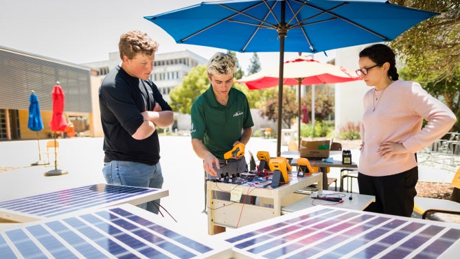Summer Undergraduate Research Program students are working on thermal analysis of a 3U spacecraft and testing of maximum power point tracking based electrical power subsystem for the handling of 100W. 