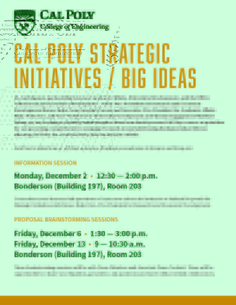 Cal Poly Strategic Initiatives flier