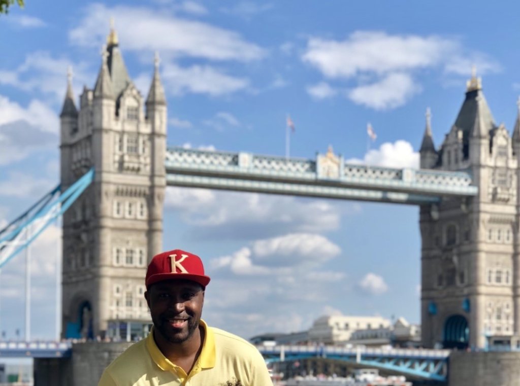 Karl Ivory lives in England and Germany. Here he is at London Bridge. 