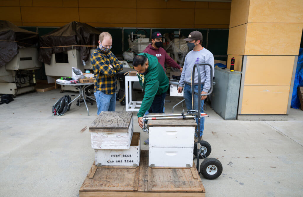 A team of students worked on a senior project that would help a wounded vet now working as a beekeeper near Sacramento