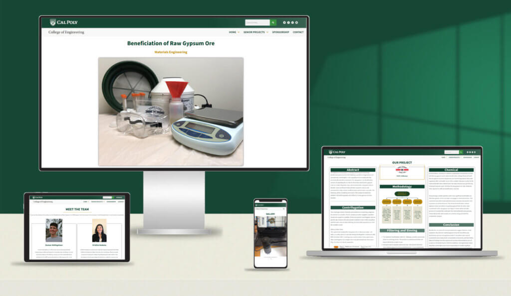 Mockup of responsive SURP student webpage