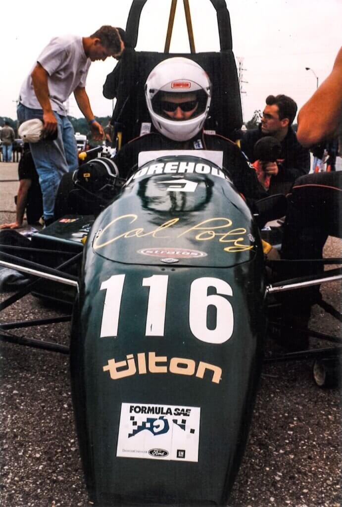 Scott Gasich, shown in a Cal Poly racing car in the 90s. 