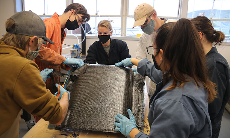 Students in composites lab