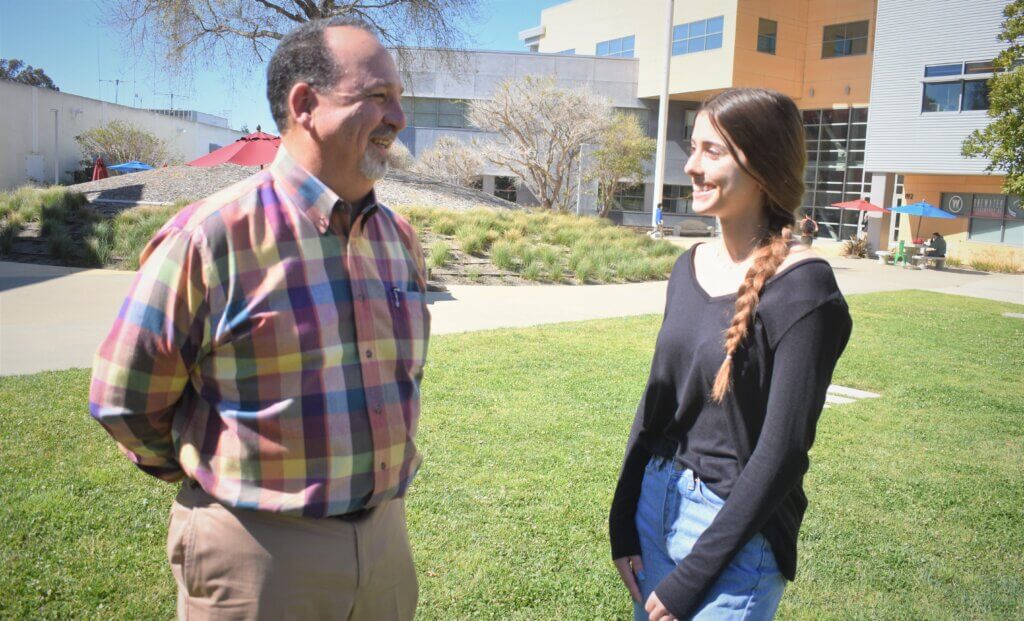 Annabella Piercey, an electrical engineering student, meets Steve Deas for the first time, Deas created a scholarhship that will pay for most of Piercey's college tuition