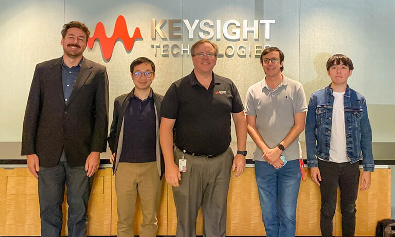 The R&D manager John Flowers at Keysight Technologies meeting with the Cal Poly team.