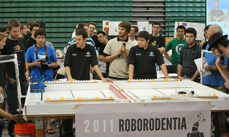 Students at the Roborodentia robotics competition