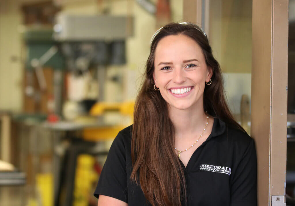 Mechanical Engineering student Jackie Fritsche at the Hangar.