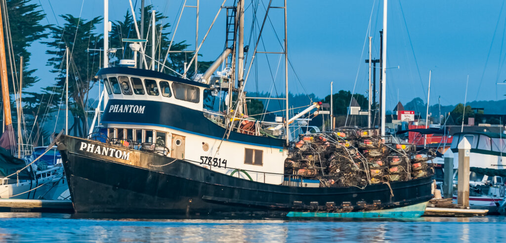 Fishing boat transports crab pots