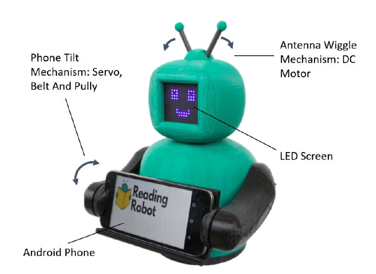 A social robot holding a phone