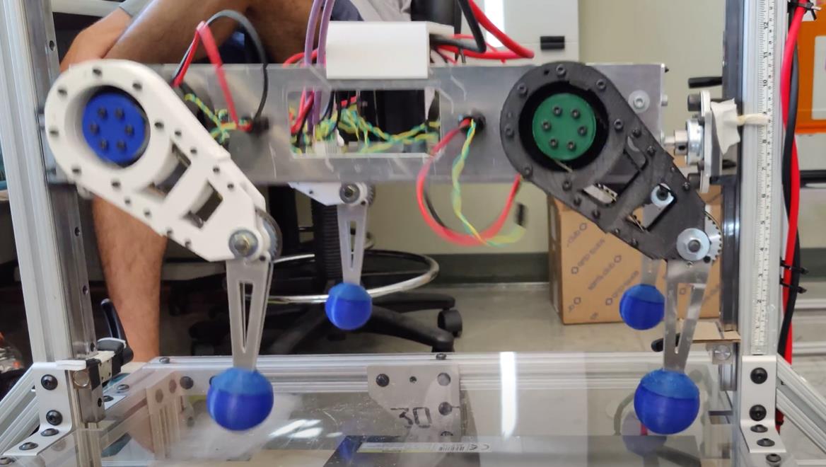 Base of a four-legged robot is shown 