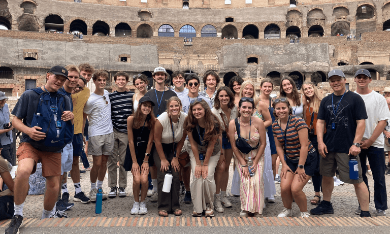 Students in front of the Roman Colosseum