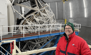 A woman inside the Keck Observatory