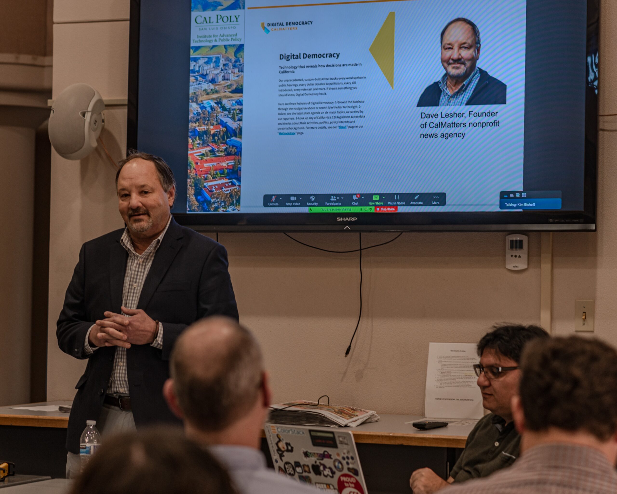 Founder of CalMatters gives a presentation at Cal Poly