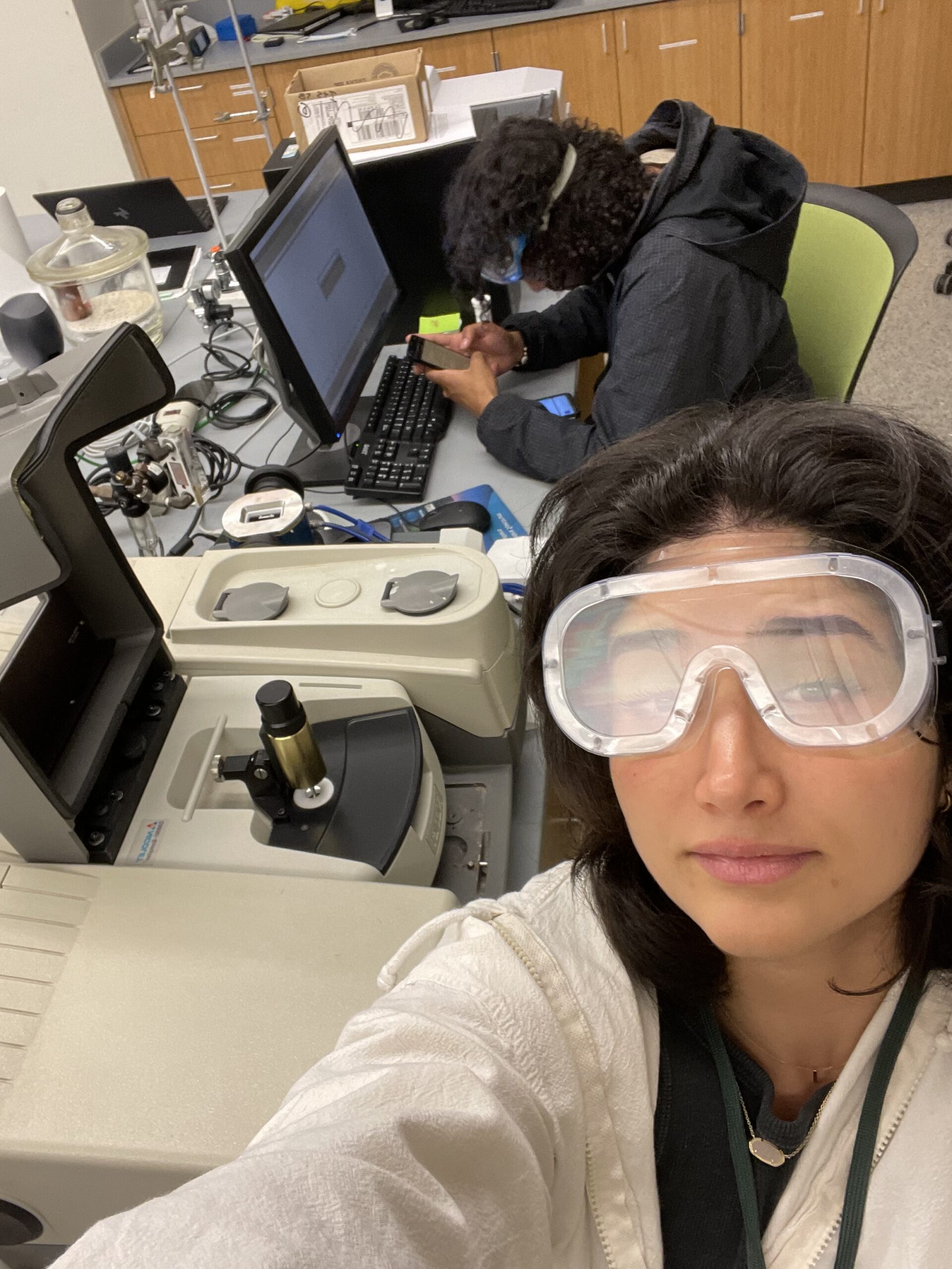 Student takes a selfie in the lab