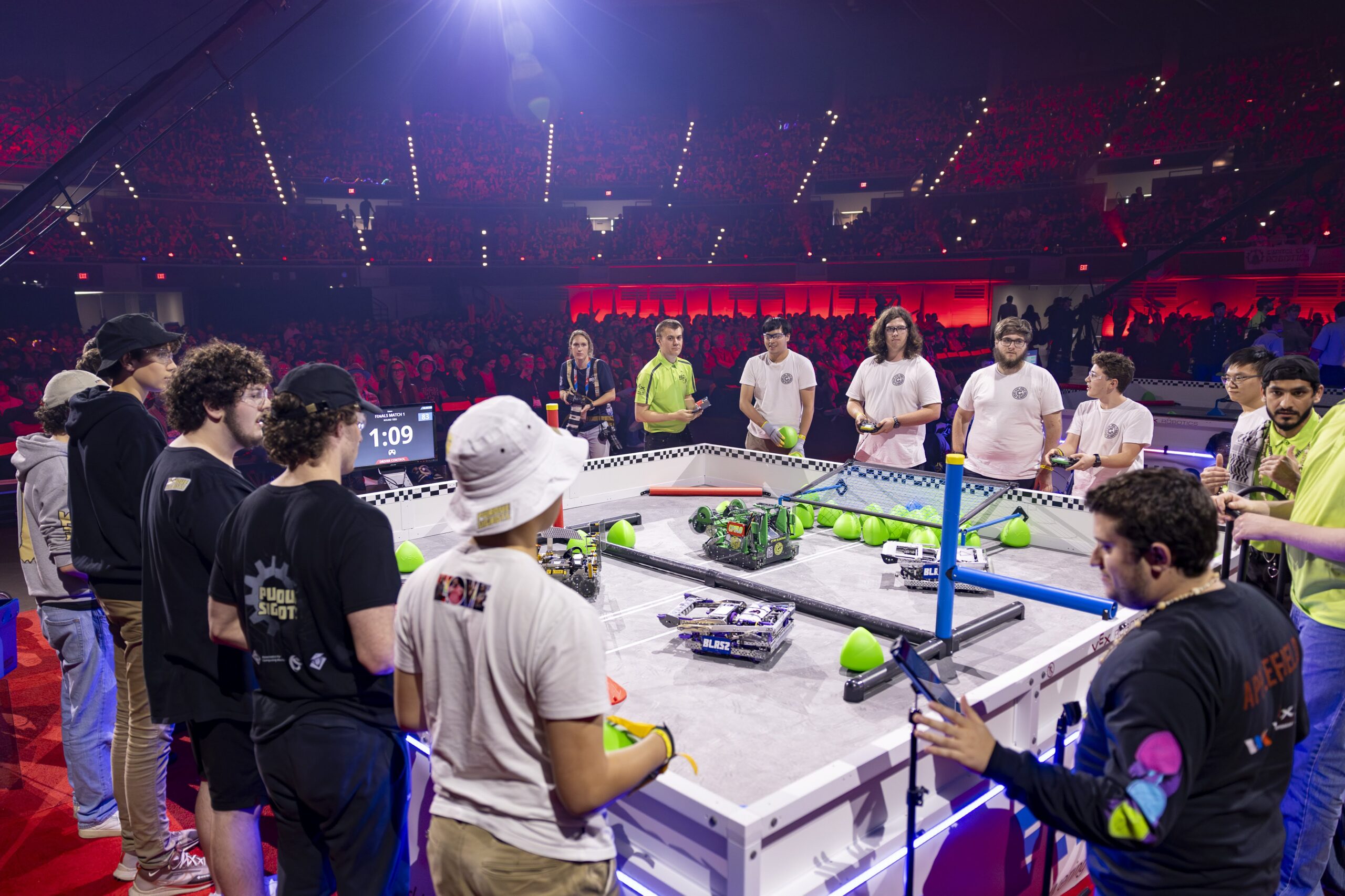 Students compete at the VEX U Robotics World Championship