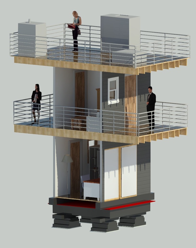 Computer-generated model of the timber structure