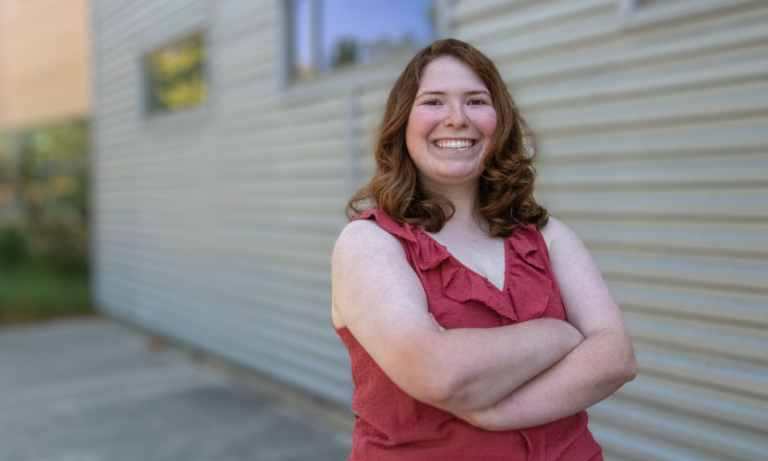 A woman posing for a professional photo