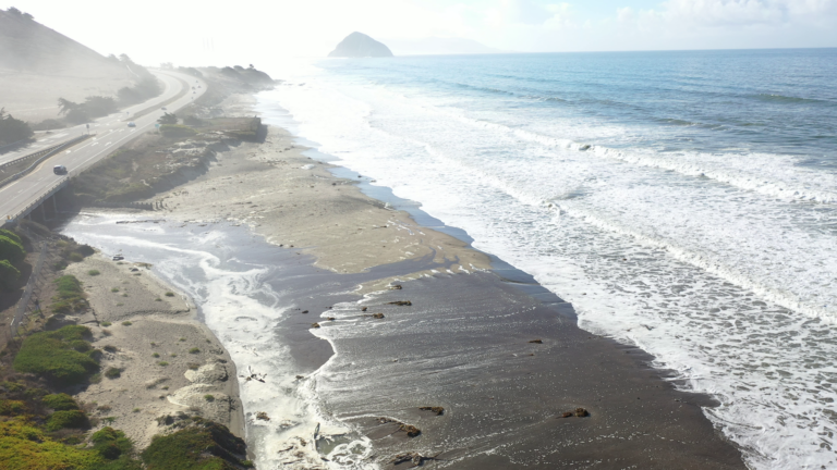 Drone shot showing the king tide