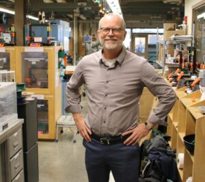 Interim Dean Robert Crockett at the Mustang '60 Machine Shop.