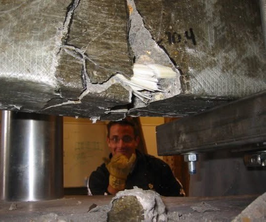 Kelly Turbin as a student at Cal Poly in the concrete lab