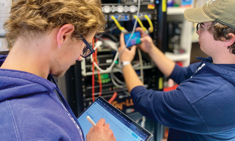 Two students working on a project