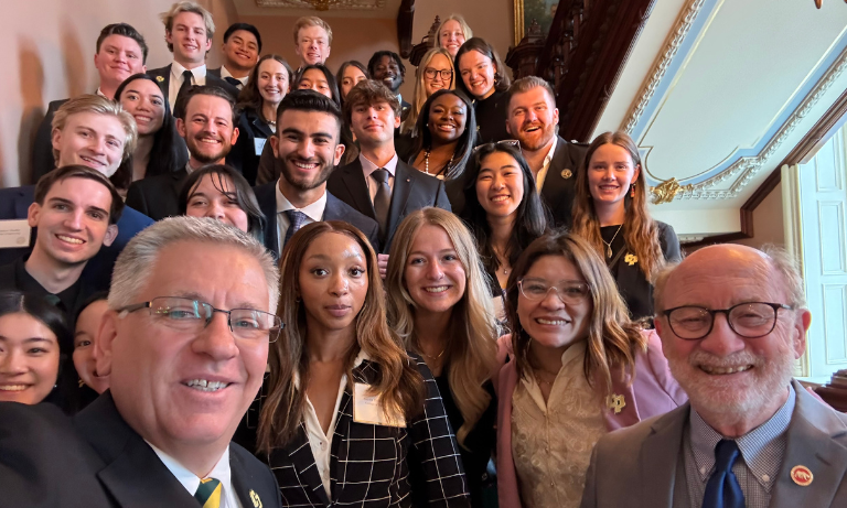 Cal Poly students with President Armstrong at the state capitol.