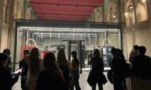 Students taking a tour of a supercomputer