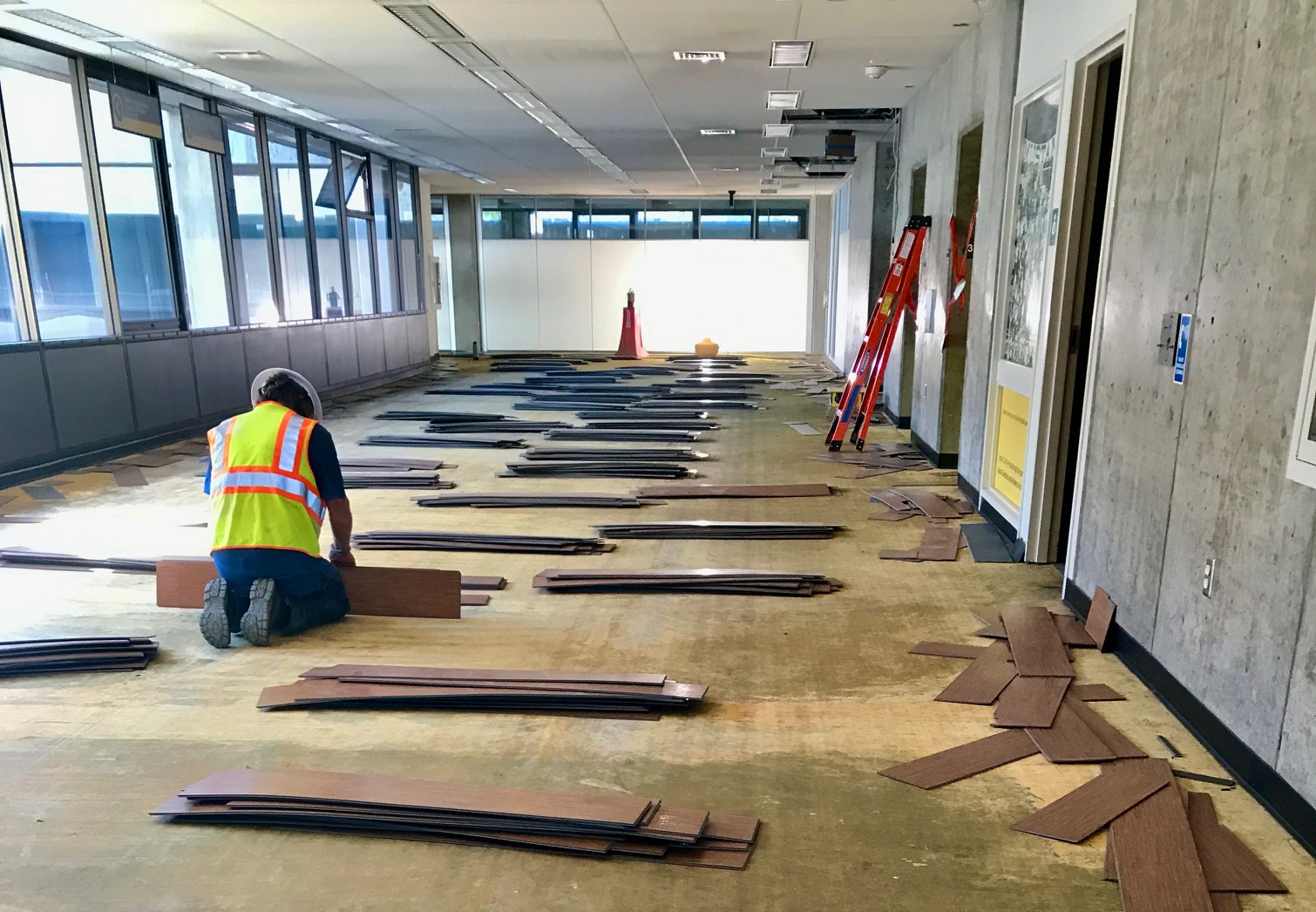 Flooring is pulled from the library during is transformation