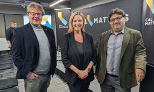 Group shot of 3 people involved with project