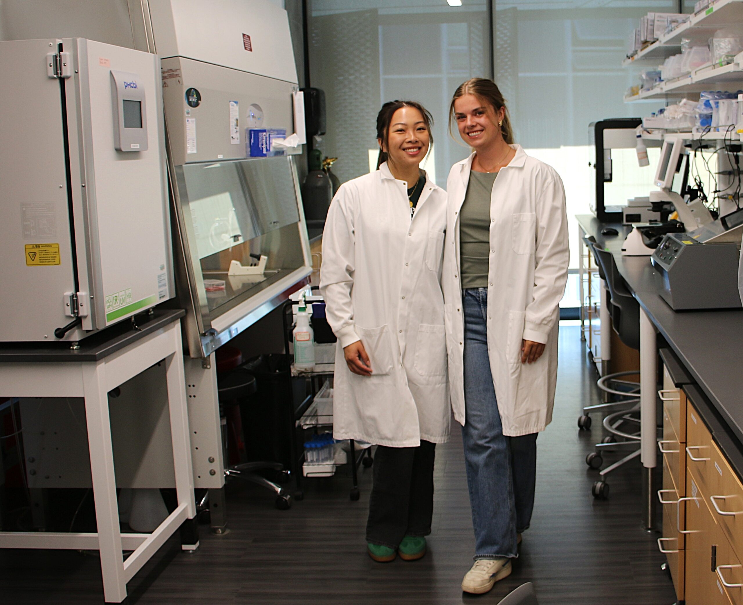 Students pose together in the lab