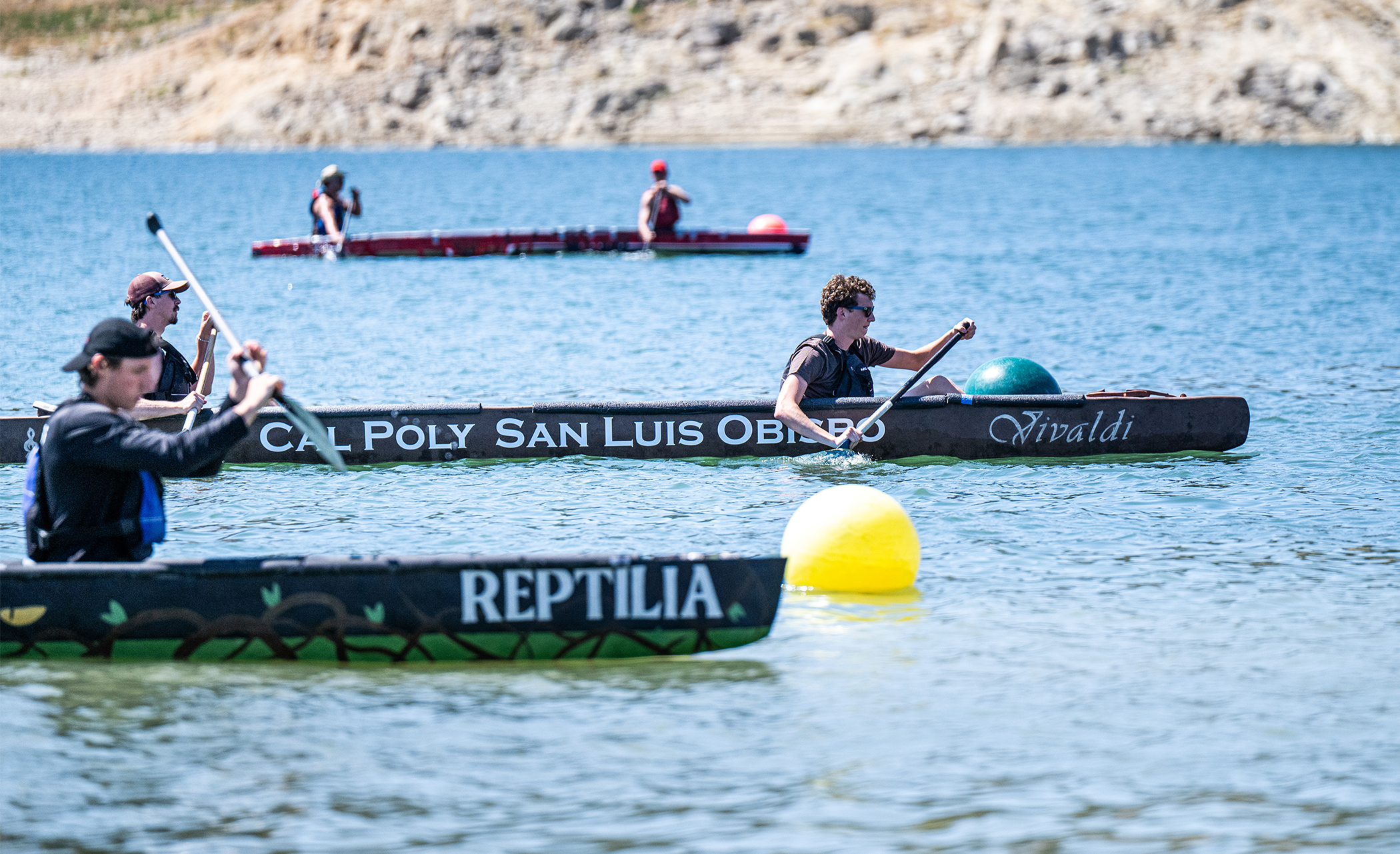 Men's sprint team competes at the lake
