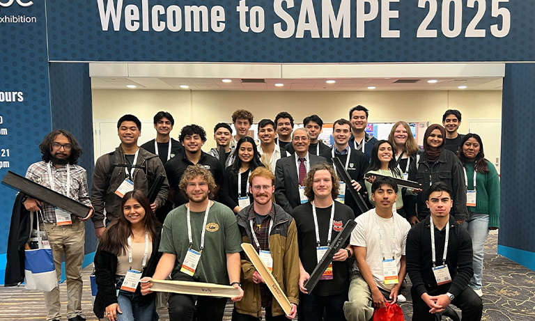 Students gather for group shot during conference