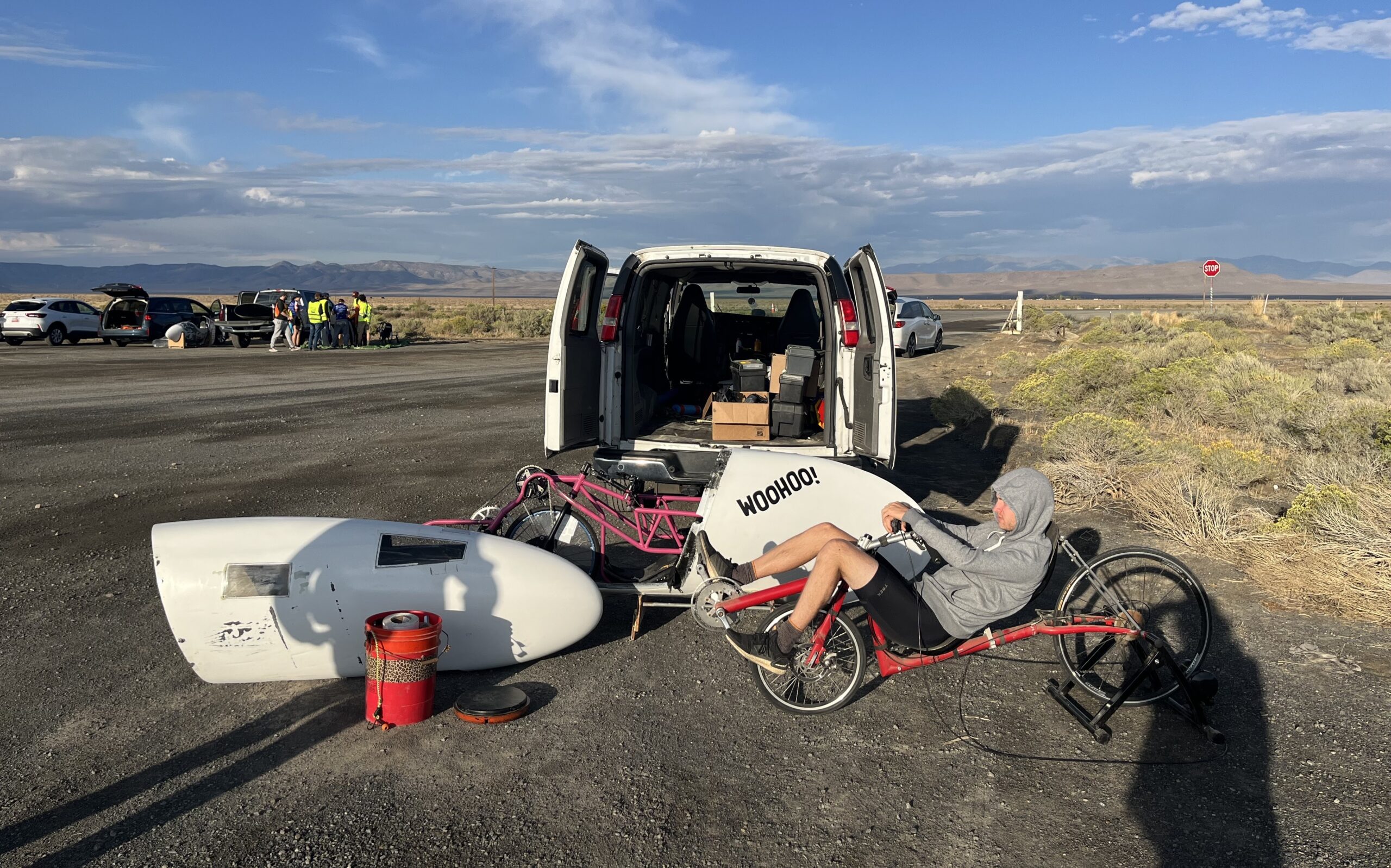 Student warms up on bike in preparation of the speed run