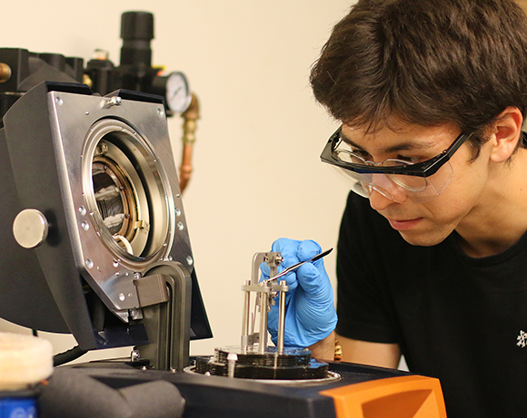 student working in lab